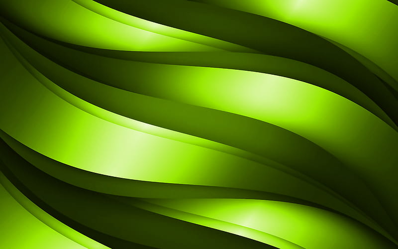 lime 3D waves, abstract waves patterns, waves backgrounds, 3D waves, lime wavy background, 3D waves textures, wavy textures, background with waves, HD wallpaper
