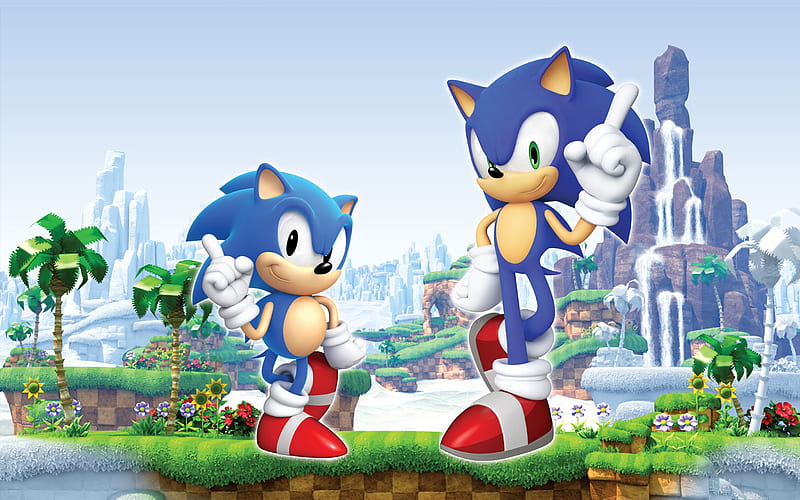 sonic, cute, anime, game, manga, cartoon, video, blue, HD wallpaper