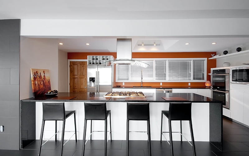 kitchen, modern kitchen design, hi-tech, HD wallpaper