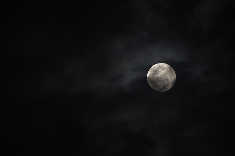 moon, clouds, night, black, sky, HD wallpaper