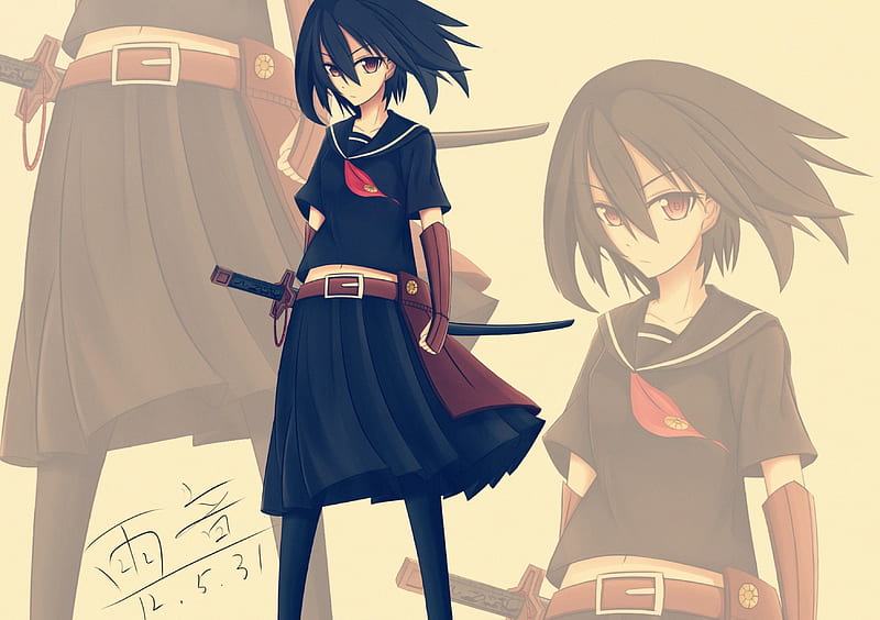 Kurome Short Hair Anime Skirt Sword Akame Ga Kill Black Hair Hd