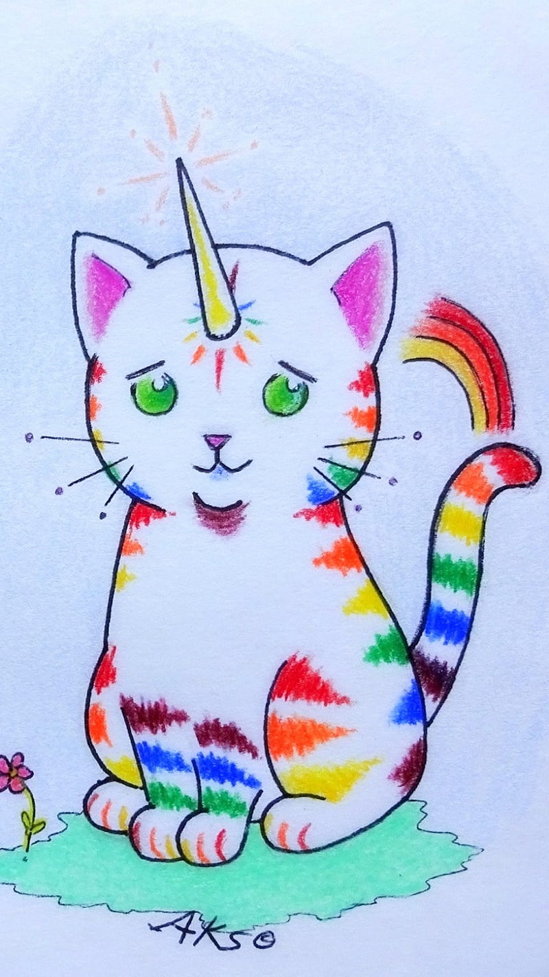 Unicorn and Rainbow Colored Pencil Drawing - Etsy