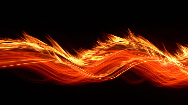 Fire Waves In Black Background Fire, HD wallpaper