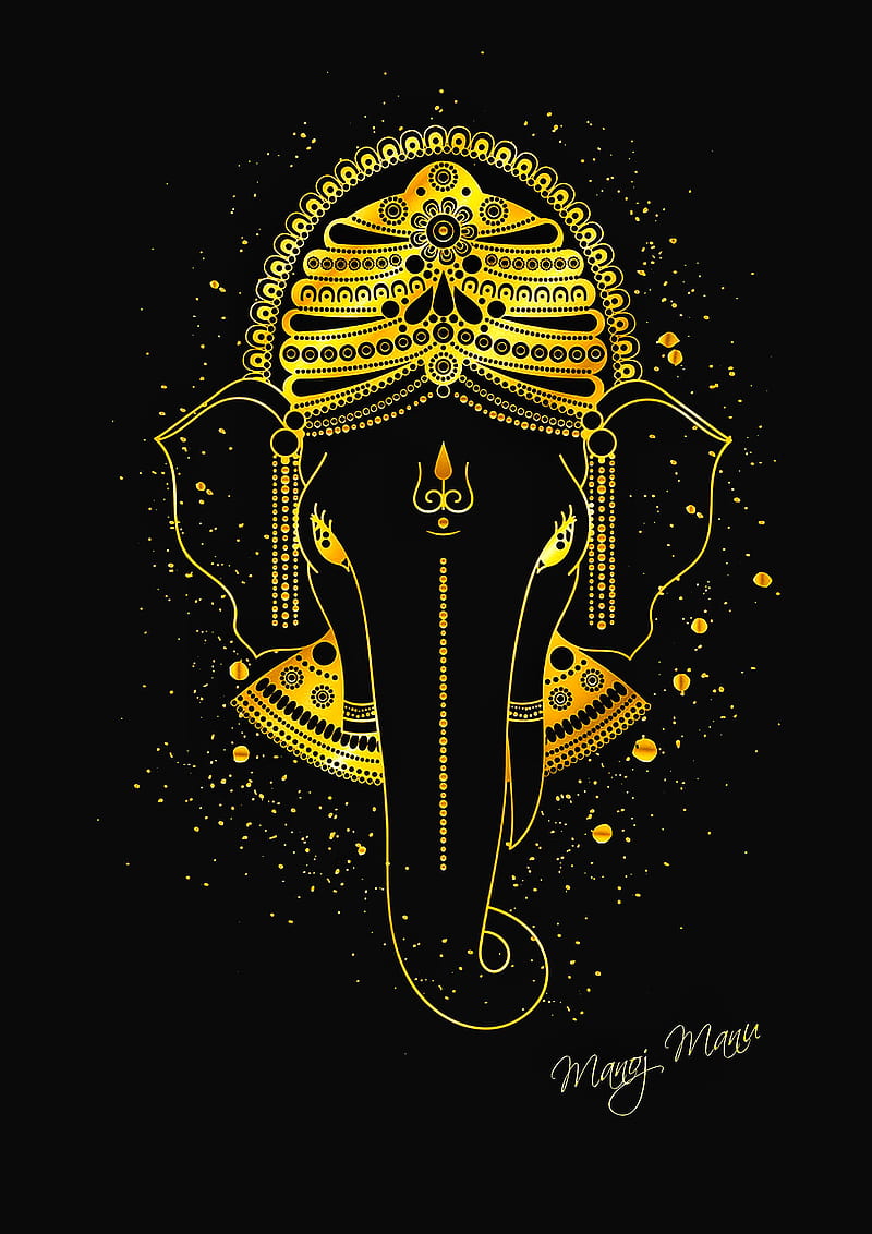 Vinayaka, black and white, ganesha, gold, latest, lord, new, trending, HD phone wallpaper