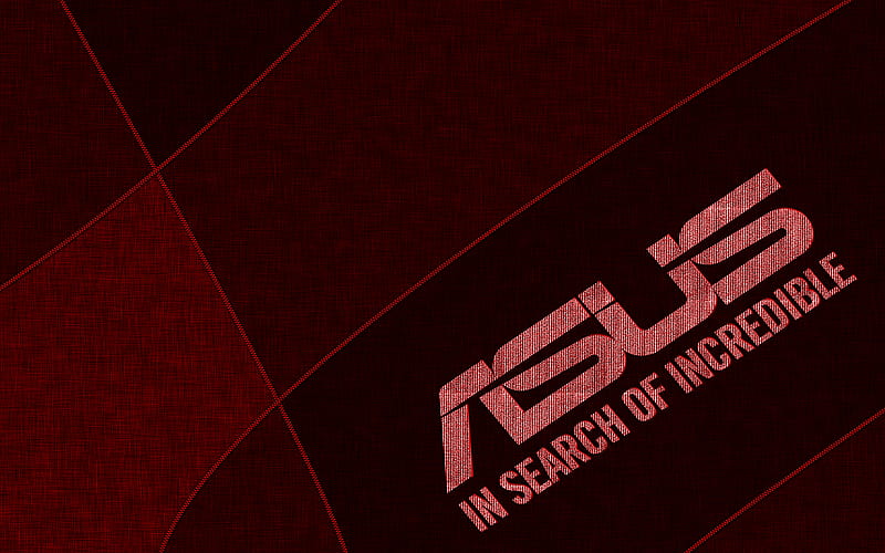 Asus red logo creative, red fabric background, Asus logo, brands, Asus, HD wallpaper
