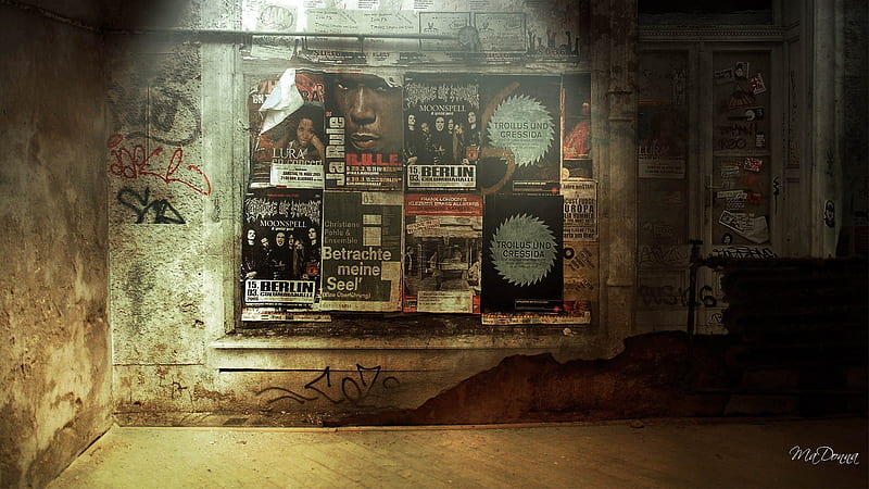 Posters on the Wall, posters, fliers, dark, firefox persona, wall, vintage,  HD wallpaper | Peakpx