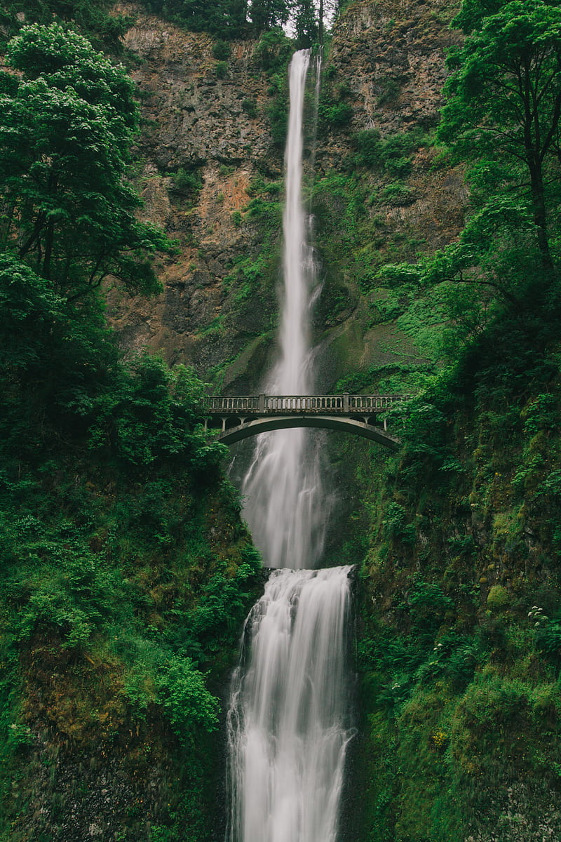 bridge over waterfalls, HD phone wallpaper