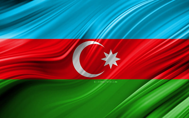 Azerbaijani flag, Asian countries, 3D waves, Flag of Azerbaijan, national symbols, Azerbaijan 3D flag, art, Asia, Azerbaijan, HD wallpaper