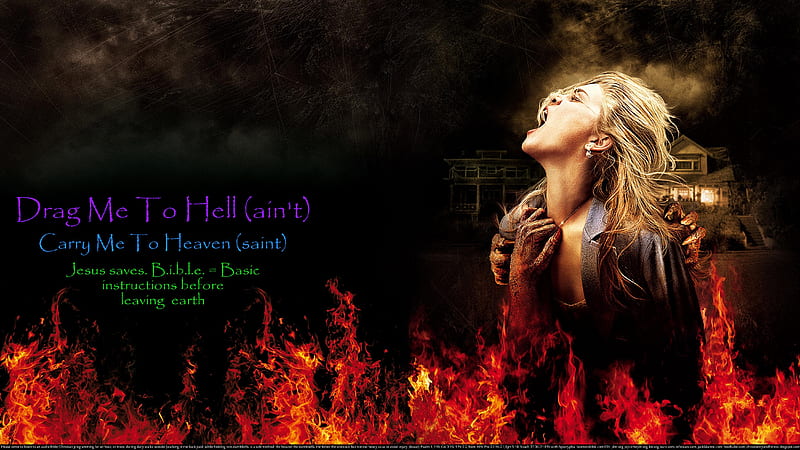 Drag Me To Hell (Plus), halloween, christian, religious, hell, demons, hope, gothic, spooky, drag me to hell, heaven, scary, devils, flamess, happiness, fun, peace, joy, goth, fire, cool, entertainment, frightening, movies, motivational, wisdom, HD wallpaper