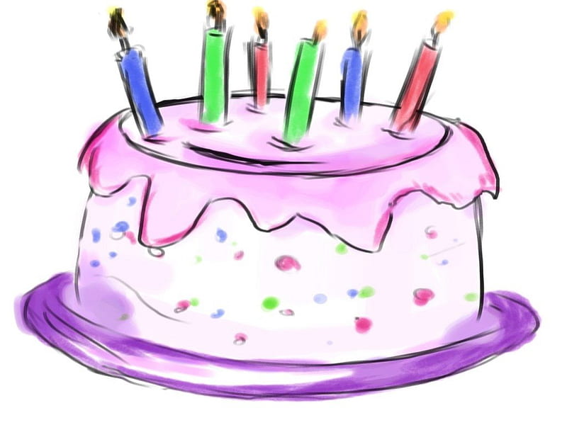 BIRTAY CAKE, parties, children, candles, flames, purple, birtays, cakes, celebrations, kids, HD wallpaper