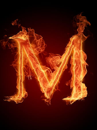 Burning Letter M, m burning letters, HD mobile wallpaper