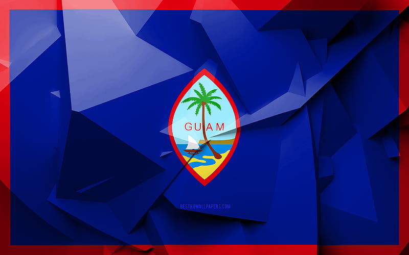 Flag of Guam, geometric art, Oceanian countries, Guam flag, creative, Guam, Oceania, Guam 3D flag, national symbols, HD wallpaper