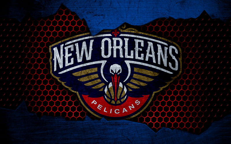 New Orleans Pelicans logo, NBA, basketball, Western Conference, USA, grunge, metal texture, Northwest Division, HD wallpaper