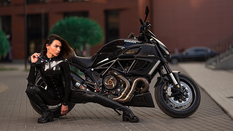 Women, Girls & Motorcycles, Ducati , Latex , Motorcycle, HD wallpaper