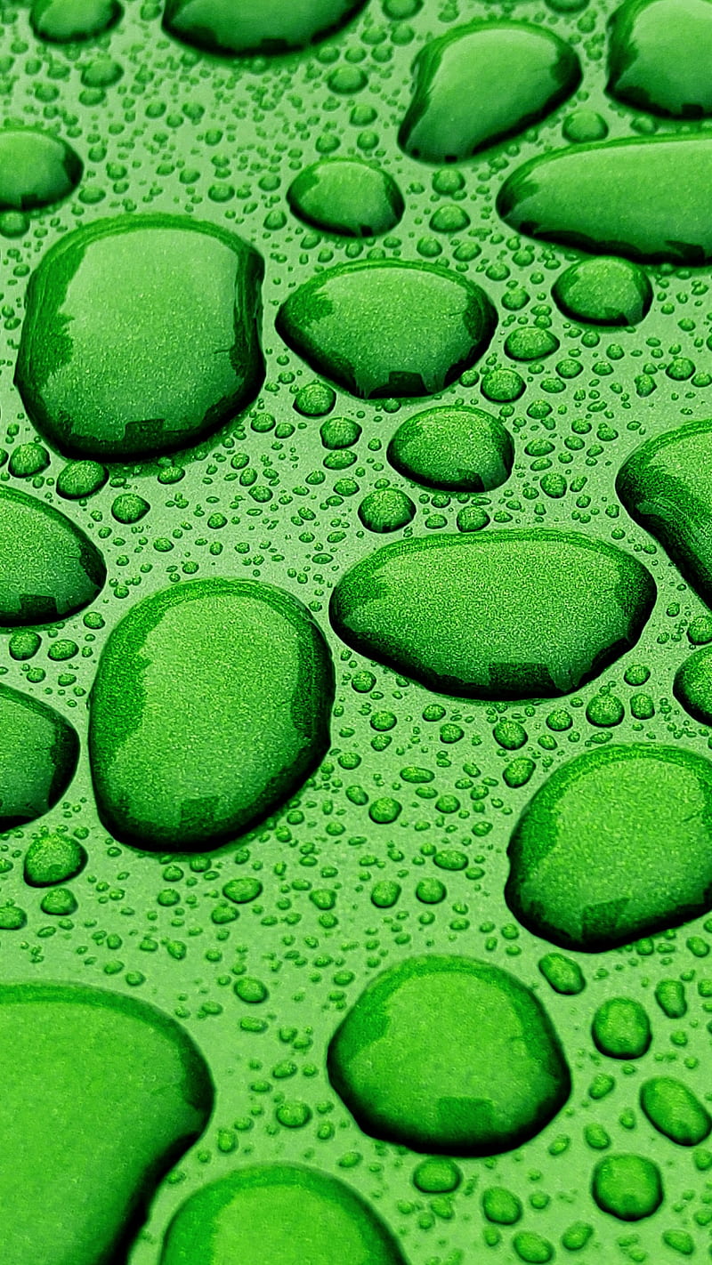 easy being green, metallic, pattern, rain, simple, water, water drops, HD phone wallpaper