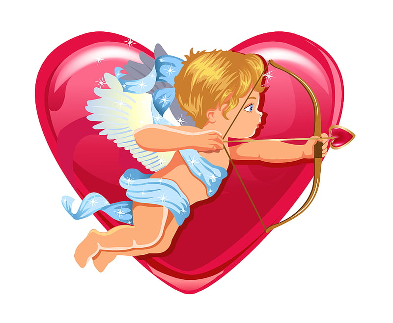 CUPID GIRL, red, girl, cupid, love, heart, arrow, HD wallpaper