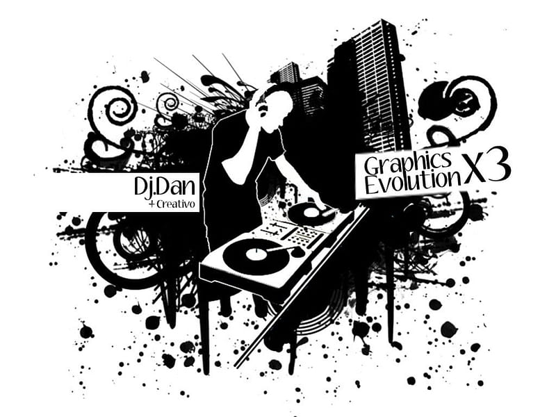 Hey DJ, art, disks, black and white, records, d j, head phones, vector, HD  wallpaper | Peakpx