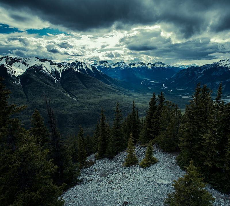 Canada scenery, banff, landscape, mountain, nature, snow, trees, HD wallpaper