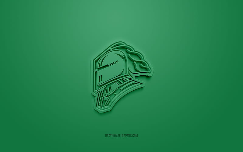 London Knights, creative 3D logo, green background, OHL, 3d emblem, Canadian Hockey Team, Ontario Hockey League, Ontario, Canada, 3d art, hockey, London Knights 3d logo, HD wallpaper