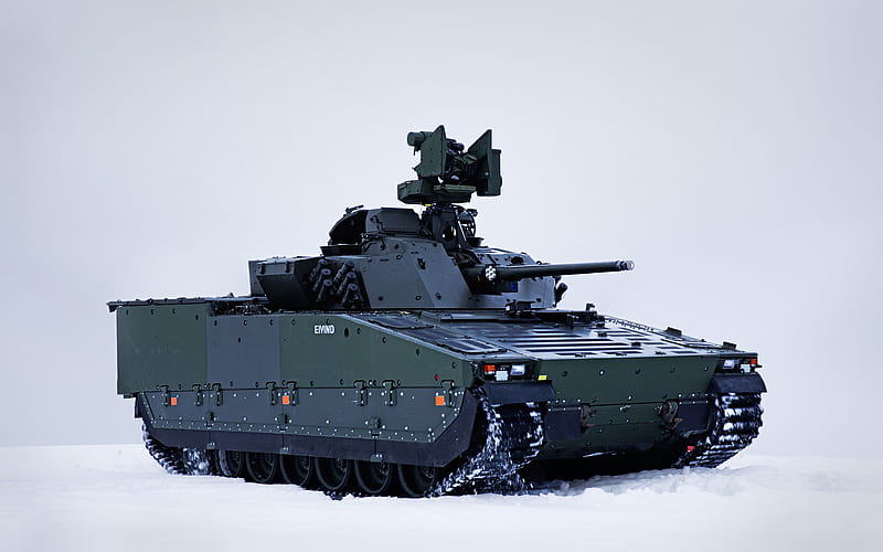 cv90, Stridsfordon 90, Strf 90, Combat Vehicle 90, Swedish tracked combat vehicles, FMV Sweden, winter, snow, HD wallpaper