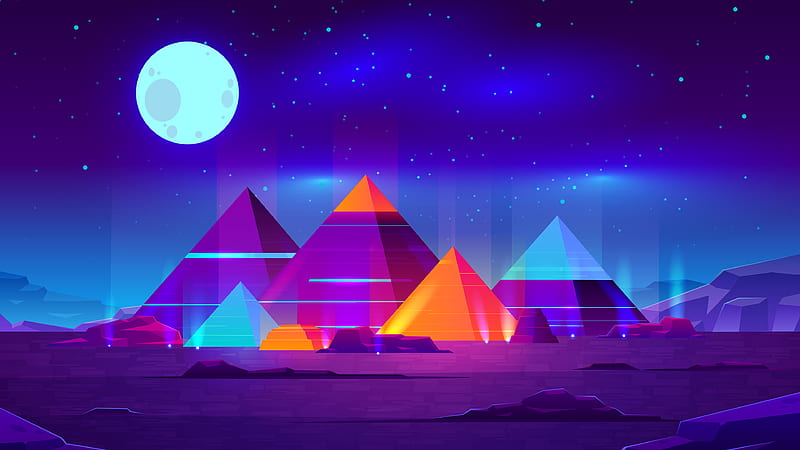 Neon Egyptian Pyramids by Abdullah Al Mamun [3840x2160] : r/wallpapers