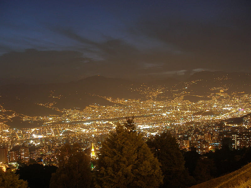 Medellin, bonito, city, colombia, night, HD wallpaper