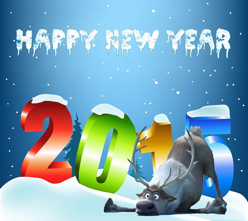 new year, 2015, disney, frozen, happy, snow, sven, winter, HD wallpaper