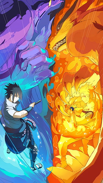 Naruto Vs Sasuke, anime, naruto, sasuke, HD phone wallpaper