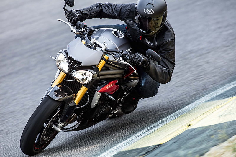 motorcyclist, 2016, in motion, triumph, HD wallpaper