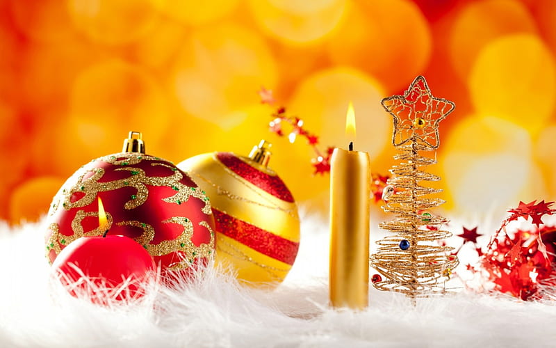 Red & Gold Christmas Ornaments, ornaments, red, gold, christmas, HD ...