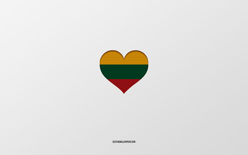 I Love Lithuania, European countries, Lithuania, gray background, Lithuania flag heart, favorite country, Love Lithuania, HD wallpaper