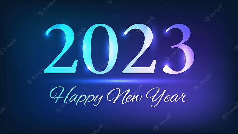 Premium Vector. 2023 happy new year neon background, HD wallpaper