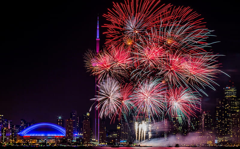 Fireworks Night Ultra, Holidays, New Year, Fireworks, Canada, Spectacular, Skyline, Celebration, ontario, Toronto, canon, Downtown, Exploding, canoneos5dmarkiii, newyear, 5dmkiii, canoneos5dmark3, dorothy5dmkiii, torontoisland, HD wallpaper