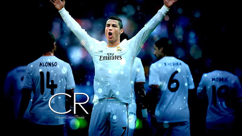 Cristiano Ronaldo Is Throwing Hands In The Air Wearing White Sports Dress Cristiano Ronaldo, HD wallpaper