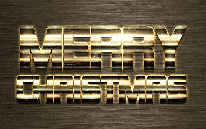 Merry Christmas, New Year, golden metal letters, 2019 concepts, golden metal current, art, creative letters, greeting, background greeting card, Christmas, HD wallpaper