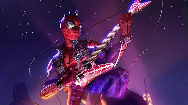 Spider-Man, Guitar, Marvel Comics, HD wallpaper