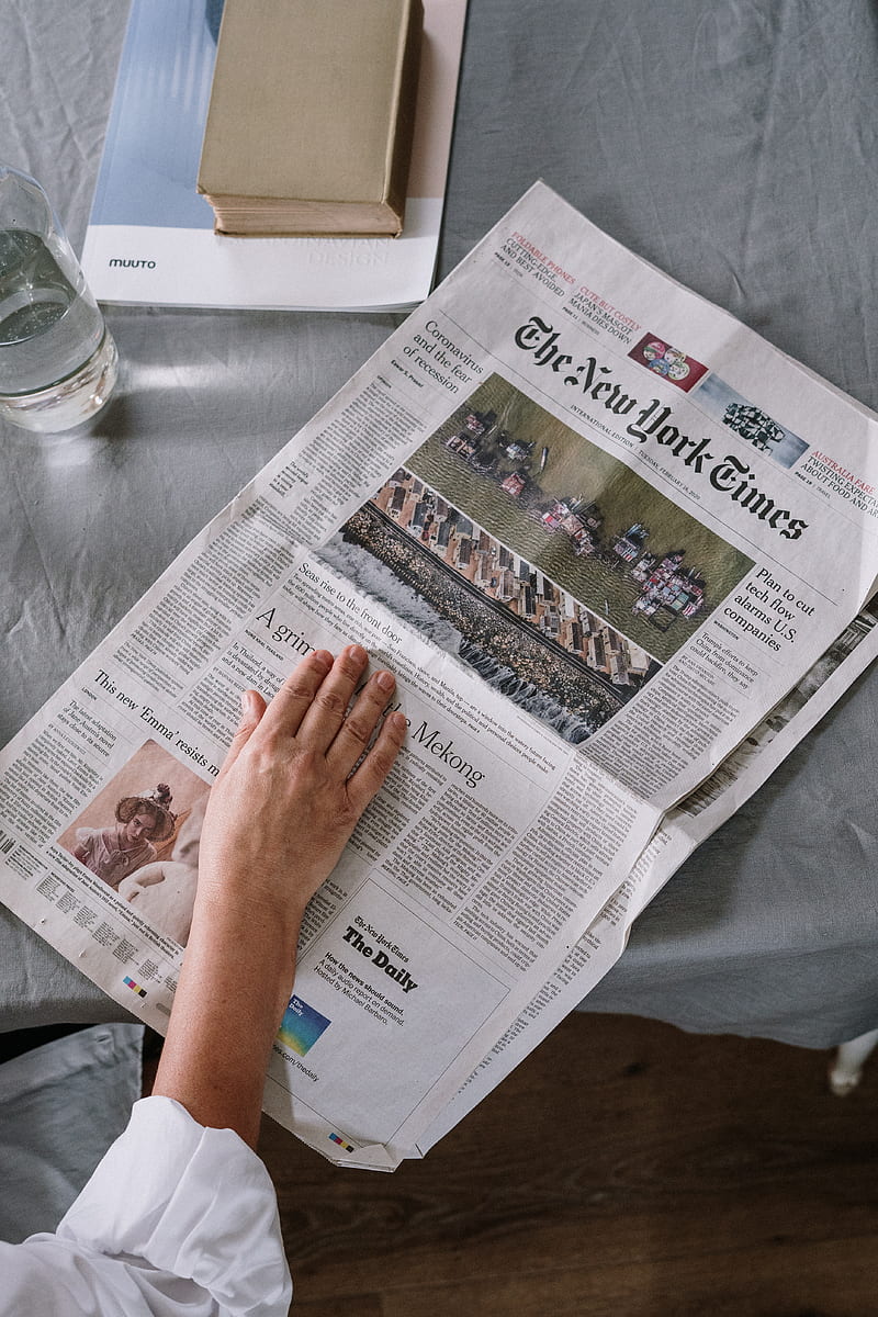 Person Reading Newspaper On Table, HD phone wallpaper
