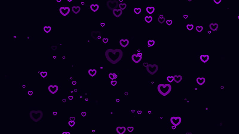 Purple heart particle motion background. Faded animation with ...