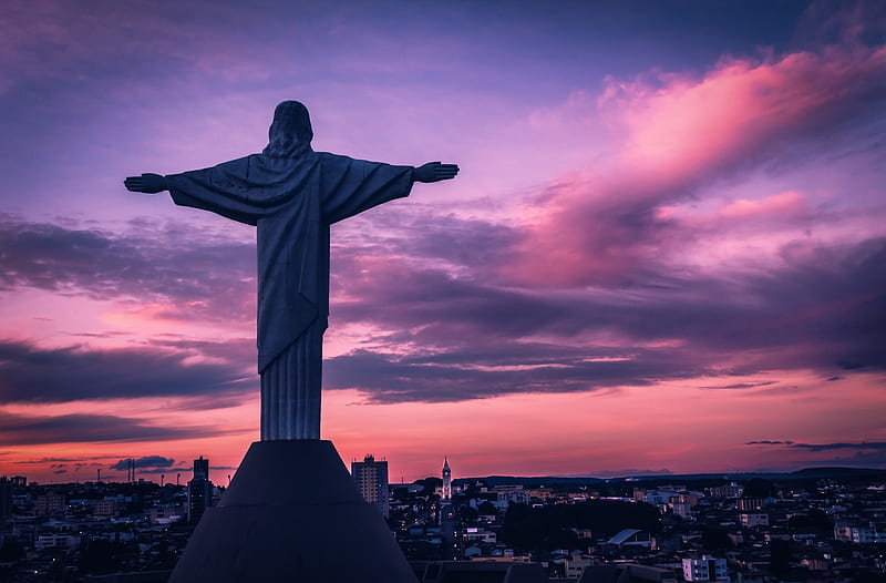 Jesus, Sunrise, Statue, Cloud, Rio De Janeiro, Brazil, Religious, Christ The Redeemer, HD wallpaper