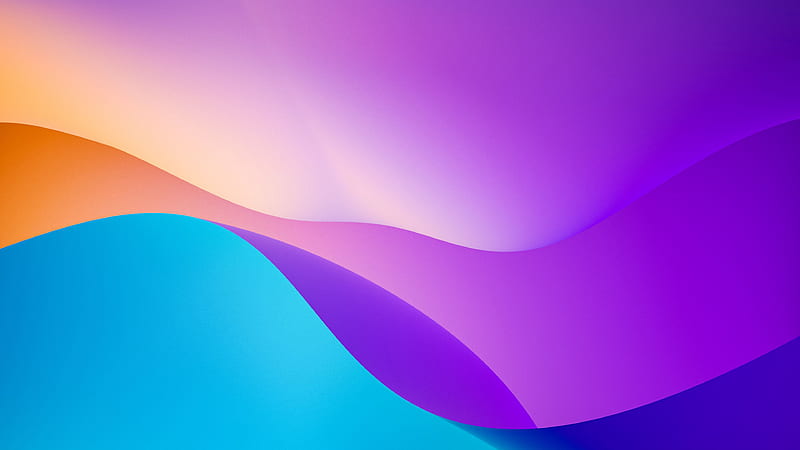 Blue Purple Waves Shapes Gradient Abstract, HD wallpaper