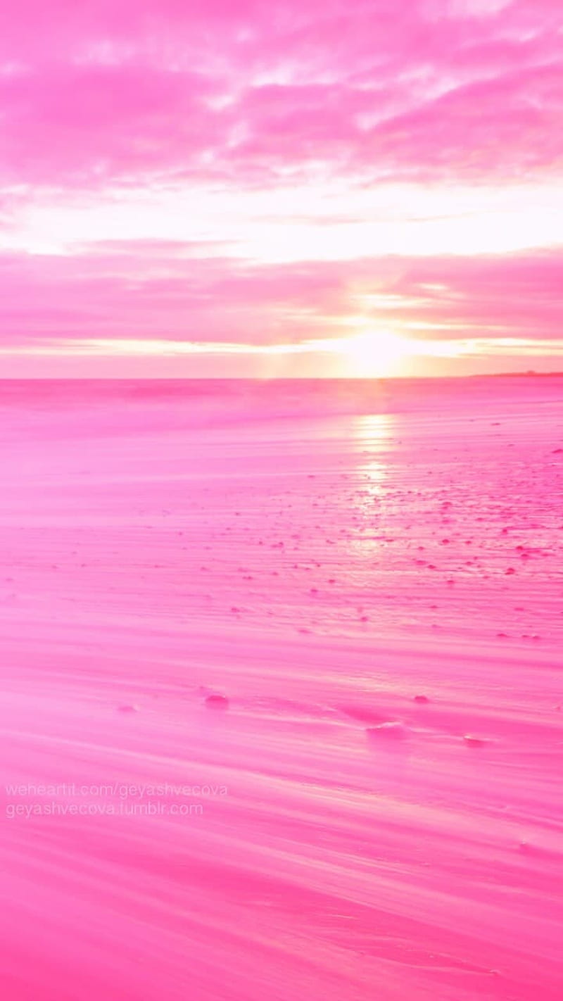 Pink, beach, sea, HD phone wallpaper