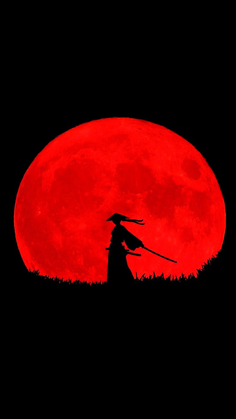 Samurai red, boat, colorful, moonlight, sunset, sunsets, HD phone wallpaper