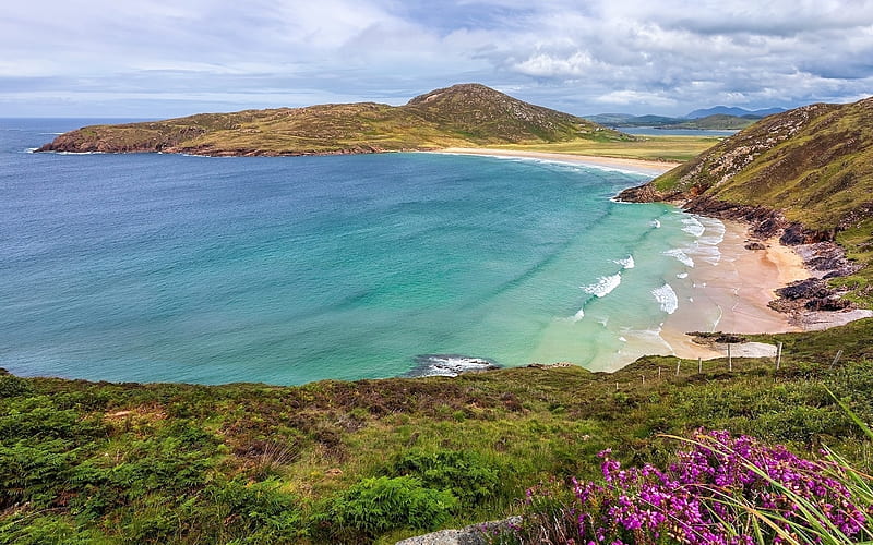 Beach in Ireland, beach, Ireland, ocean, peninsula, coast, HD wallpaper