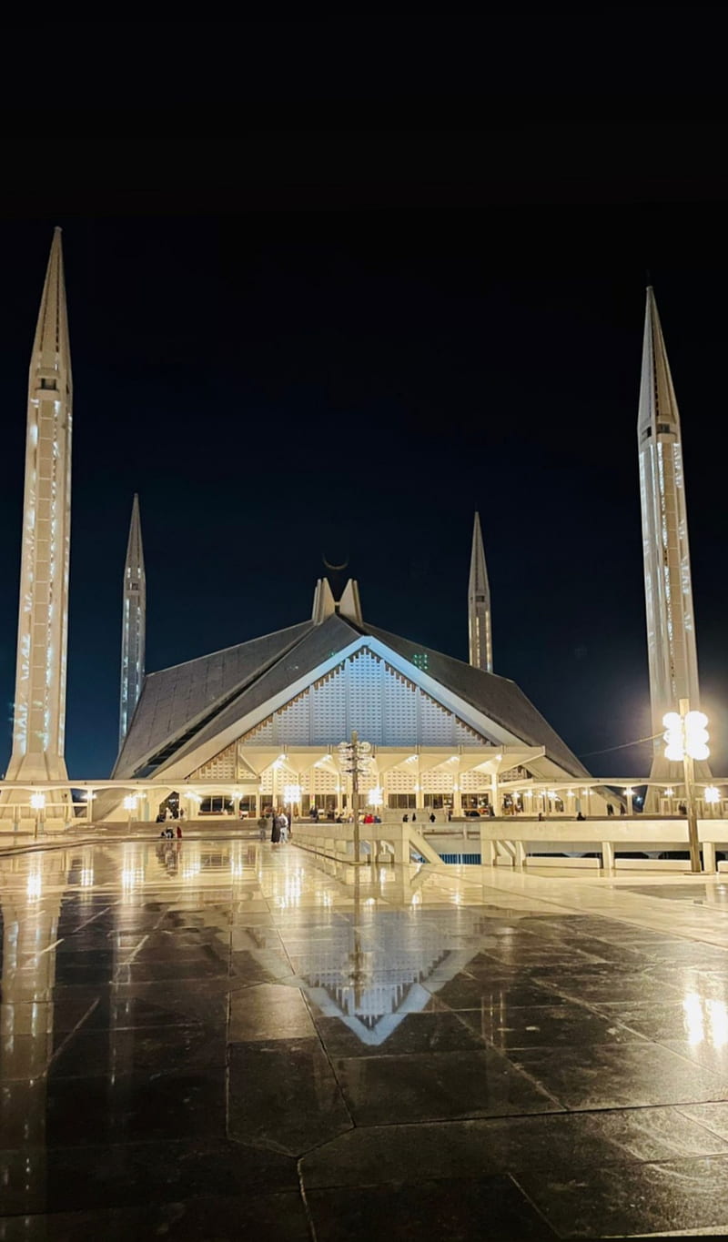 Faisal Masjid, faisalmasjid, islamabad, lights, masjid, mousqu, night, nightview, HD phone wallpaper