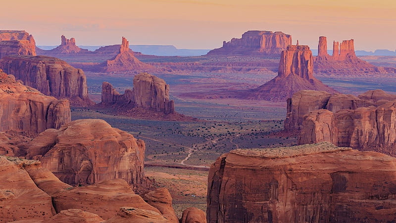 Monument Valley Arizona, rock formations, beauty, nature, Arizona, canyon, Utah, Monument valley, Hunts Mesa, HD wallpaper