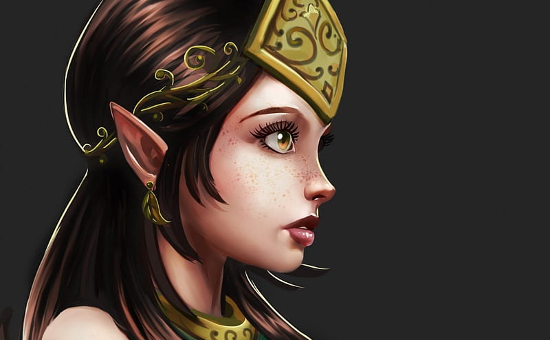 Elf, fantasy, profile, girl, face, woman, HD wallpaper