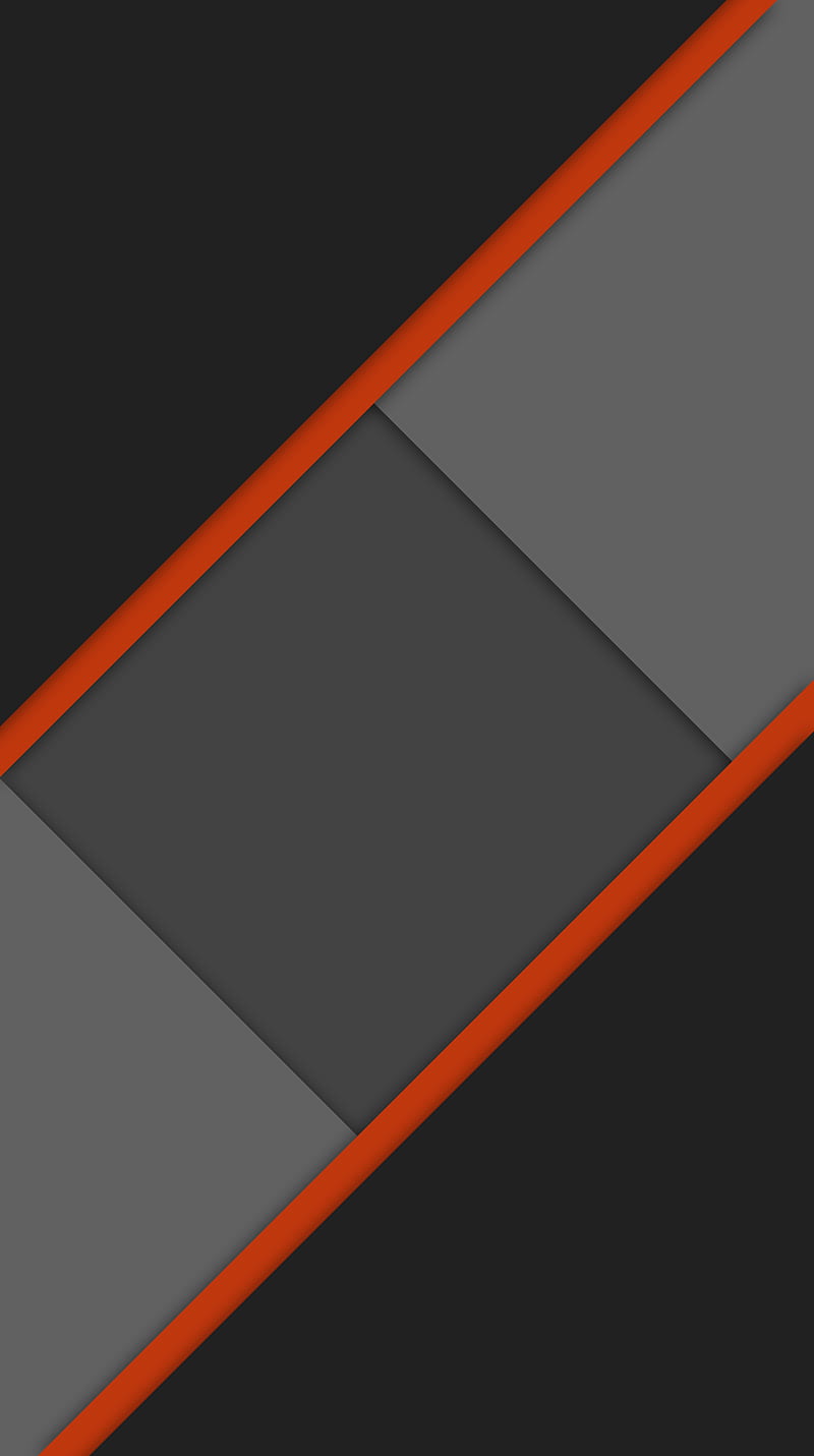 Dark O Material Flat, dark, elegant, flat, gris, material, orange, shapes, simple, HD phone wallpaper