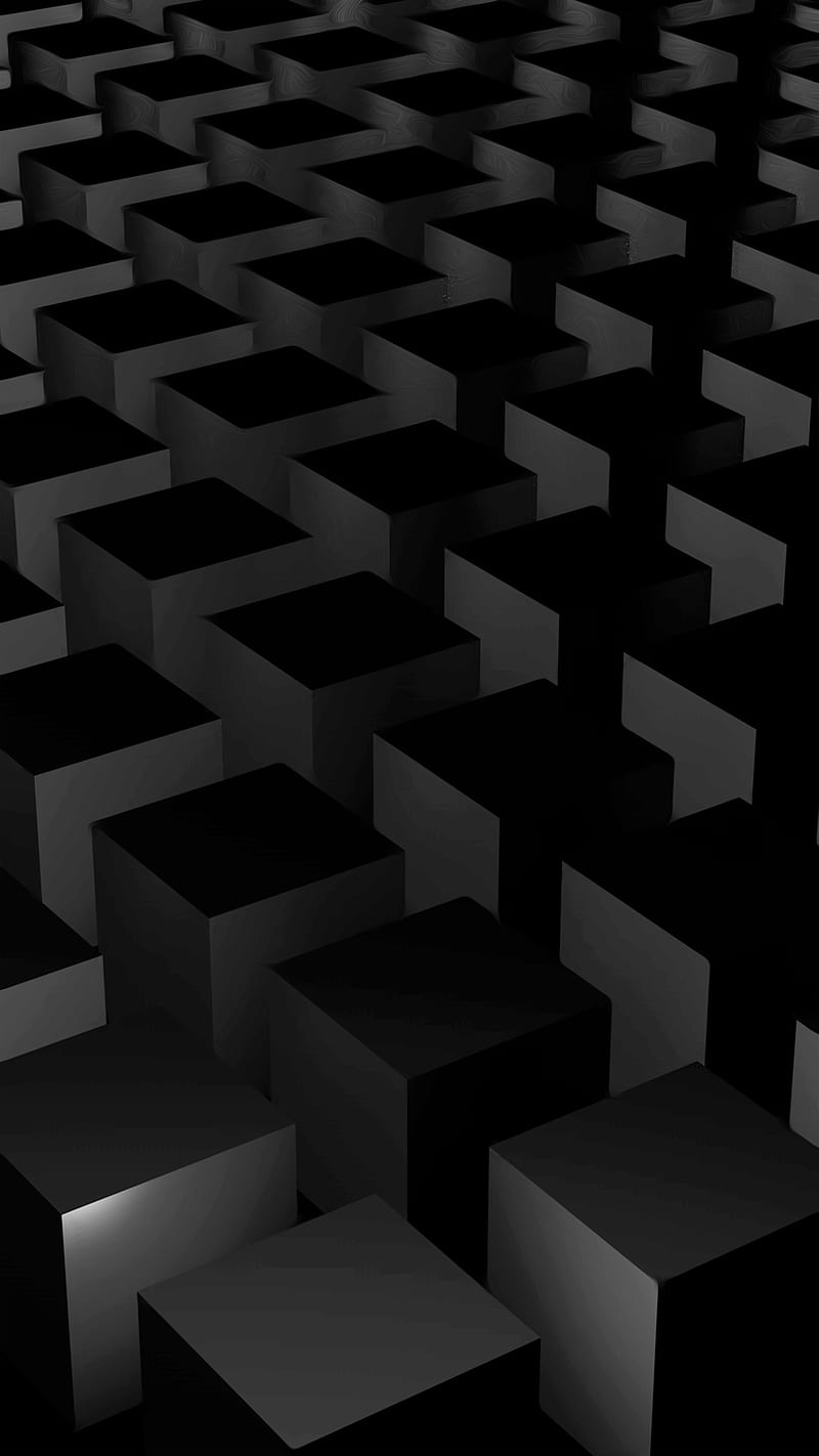 wending cubes 01, 3d, Cube, DARK, abstract, black, render, rotating, rotation, HD phone wallpaper