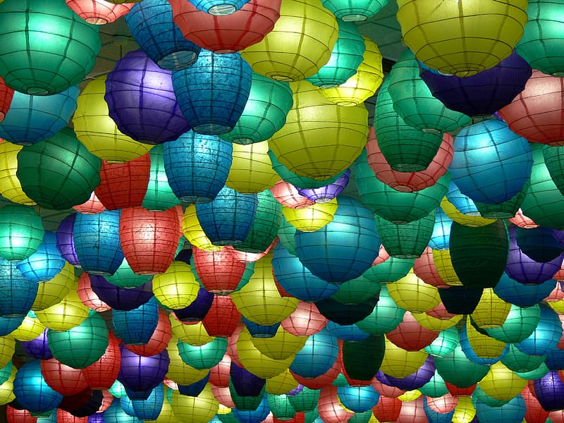 Chinese Lanterns, colors, festive, chinese, lanterns, HD wallpaper