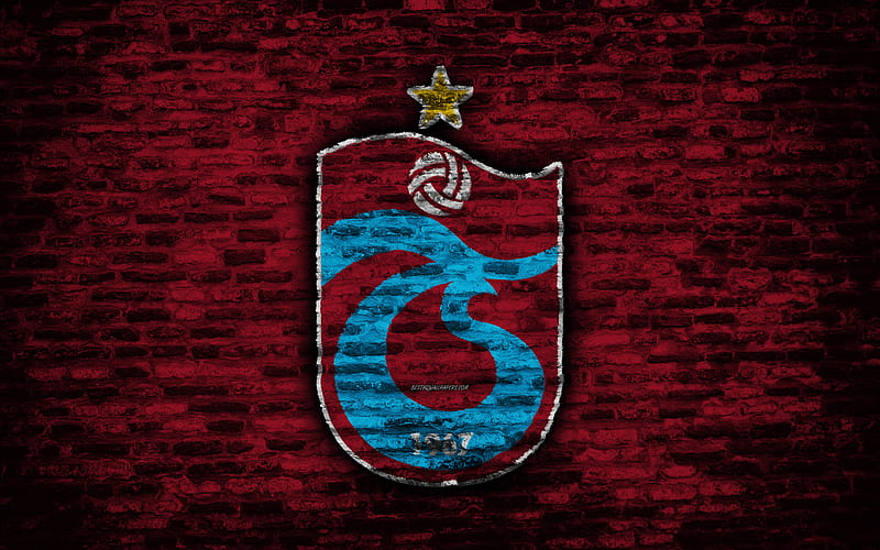 Trabzonspor FC, logo, Turkey, brick wall, Super Lig, soccer, football club, Trabzonspor, brick texture, football, FC Trabzonspor, HD wallpaper